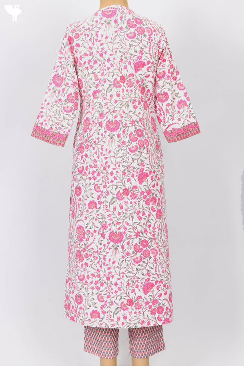 Cambric Cotton Kurta And Pant Set In Floral Print