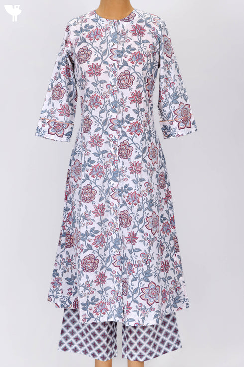 Cambric Cotton Kurta And Pant Set In Floral Print