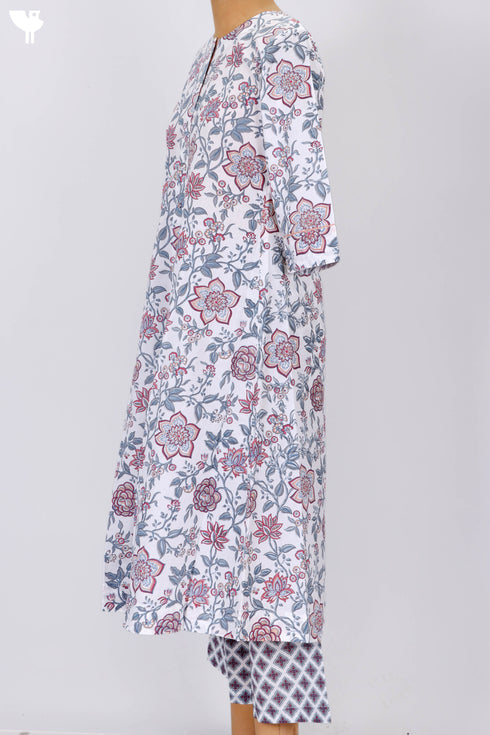 Cambric Cotton Kurta And Pant Set In Floral Print