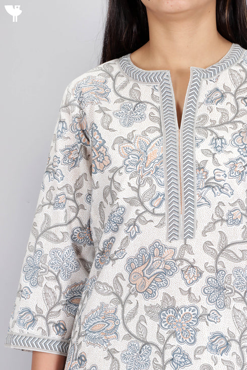Cambric Cotton Kurta And Pant Set In Floral Print