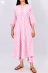 Cambric Cotton Kurta And Pant Set With Kota Doria Dupatta In Block Print
