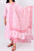 Cambric Cotton Kurta And Pant Set With Kota Doria Dupatta In Block Print