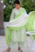 Chanderi Silk Kurta With Dupatta In Graphic Block Print