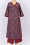 Cambric Cotton Kurta And Pant Set In Indigo Block Print