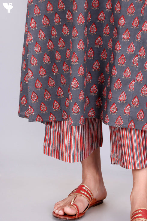 Cambric Cotton Kurta And Pant Set In Floral Print