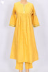 Cambric Cotton Kurta Dupatta And Pant Set In Gold Block Print