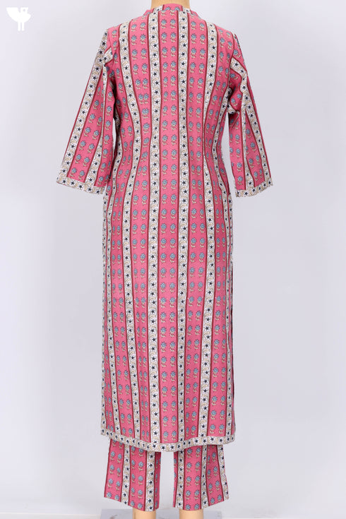 Cotton Kurta And Pant Set With Kota Doria Dupatta In Floral Print