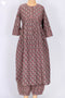 Cambric Cotton Kurta And Pant Set In Natural Block Print