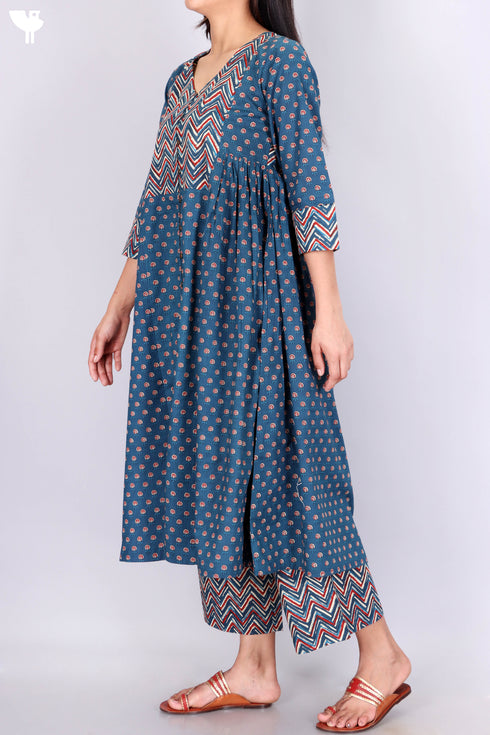 Cambric Cotton Kurta And Pant Set In Assorted Print