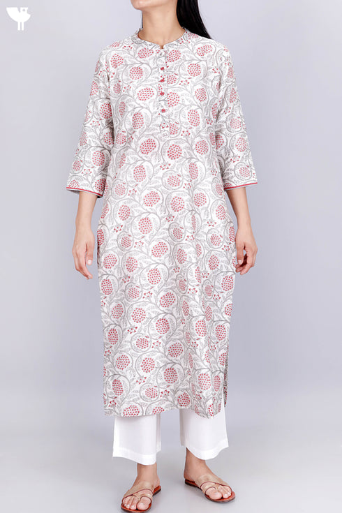 Chanderi Silk Kurta Pant Set With Dupatta In Floral Block Print