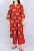 Cotton Kurta, Dupatta And Pant Set In Gold Block Print