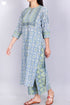Mulmul CottonKurtaAnd Pant Set In Block Print