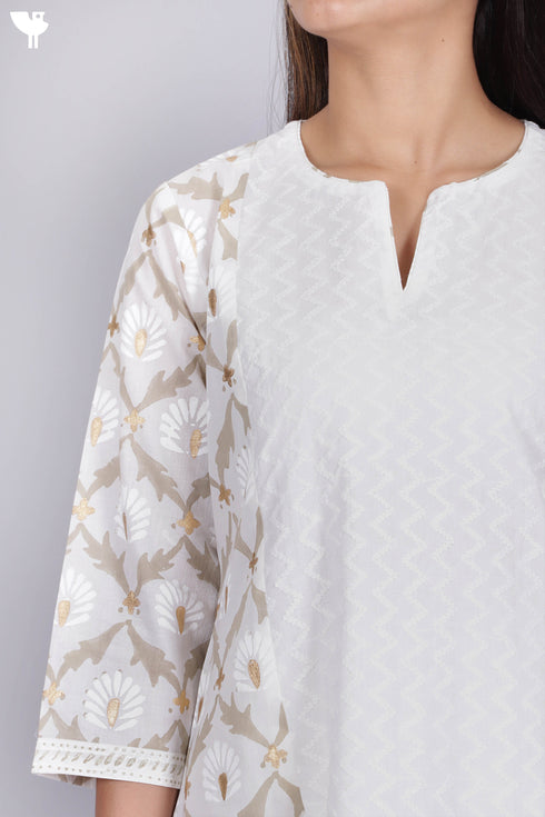 Cotton Chikankari Kurta And Pant Set With Kota Doria Dupatta