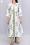 Cambric Cotton Kurta With Overlay Jacket and Pant In Floral Block Print