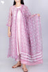 Cambric Cotton Kurta With Overlay Jacket and Pant In Floral Block Print