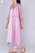Cambric Cotton Kurta With Overlay Jacket and Pant In Floral Block Print