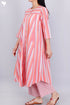 Cambric Cotton Kurta And Pant Set In Striped Print