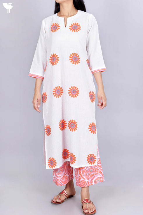 Khaadi Kurta Pant And Kota Doria Dupatta Set in Block Print