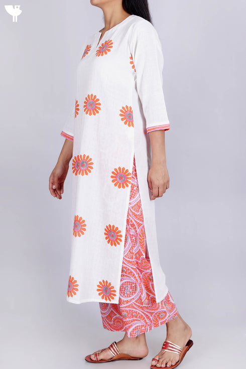 Khaadi Kurta Pant And Kota Doria Dupatta Set in Block Print