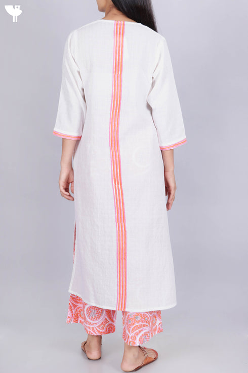 Khaadi Kurta Pant And Kota Doria Dupatta Set in Block Print