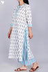 Slub Cotton Kurta And Pant Set With Kota Doria Dupatta In Block Print