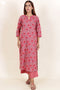 Cotton Kurta Pant And Dupatta Set In Floral Block Print