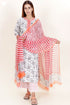 Bizzy Lizzy Kurta And Pant Set With Chiffon Dupatta In Block Print