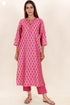 Tussar Cotton Kurta Pant And Dupatta Set In Floral Block Print