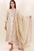 Tussar Cotton Kurta Pant And Dupatta Set In Floral Block Print