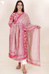 Chanderi Silk Kurta Pant And Dupatta Set In Block Print