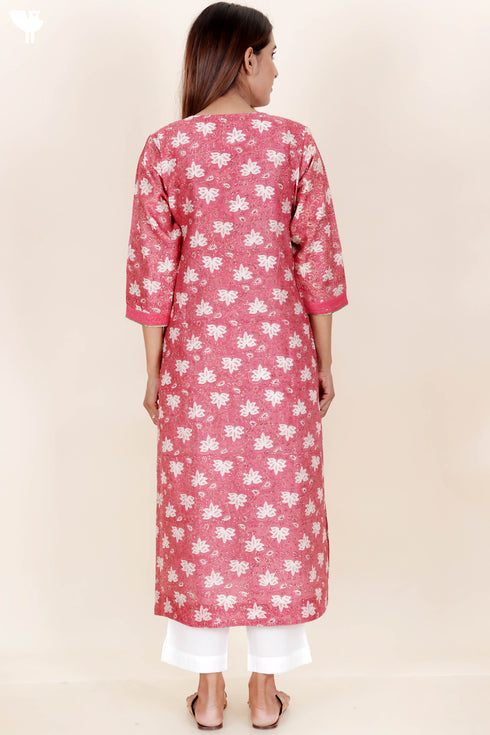 Chanderi Silk Kurta Pant And Dupatta Set In Block Print