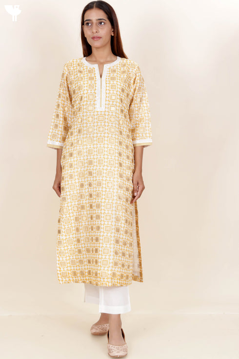 Chanderi Silk Kurta Pant And Dupatta Set In Block Print