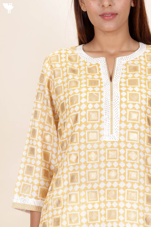 Chanderi Silk Kurta Pant And Dupatta Set In Block Print