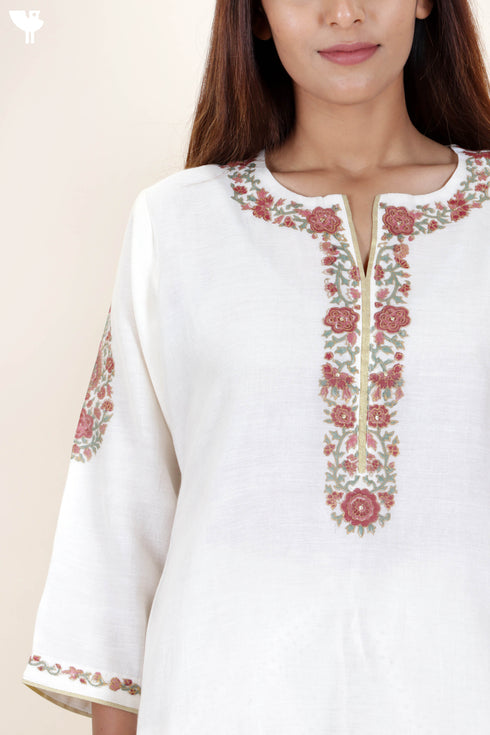 Chanderi Silk Kurta Pant And Dupatta Set With Block Print