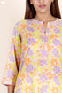 Cotton Kurta Kota Doria Dupatta And Pant Set In Floral Block Print
