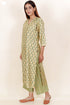 Tussar Cotton Kurta Pant And Dupatta Set In Floral Block Print