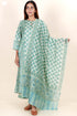 Tussar Cotton Kurta Pant And Dupatta Set In Floral Block Print