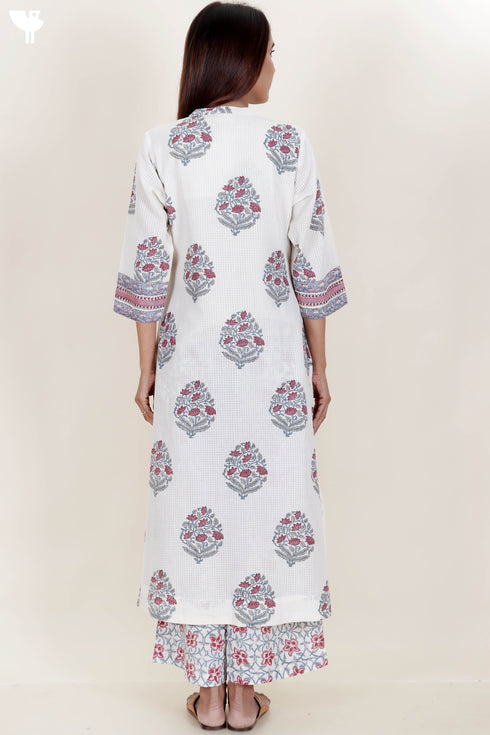 Bengal Cotton Kurta And Pant Set With Kota Doria Dupatta