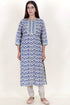 Terry Voile Kurta Pant And Dupatta Set In Block Print