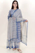 Terry Voile Kurta Pant And Dupatta Set In Block Print