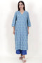 Bizzy Lizzy Kurta And Pant Set With Kota Doria Dupatta In Block Print