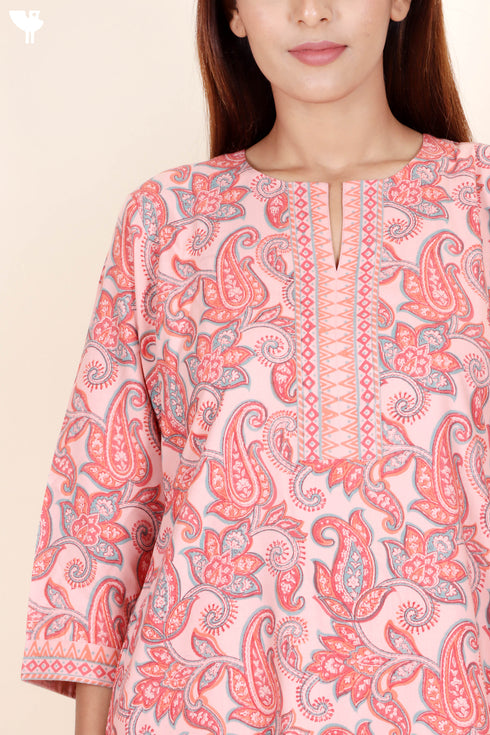 Bizzy Lizzy Kurta And Pant Set With Kota Doria Dupatta In Block Print