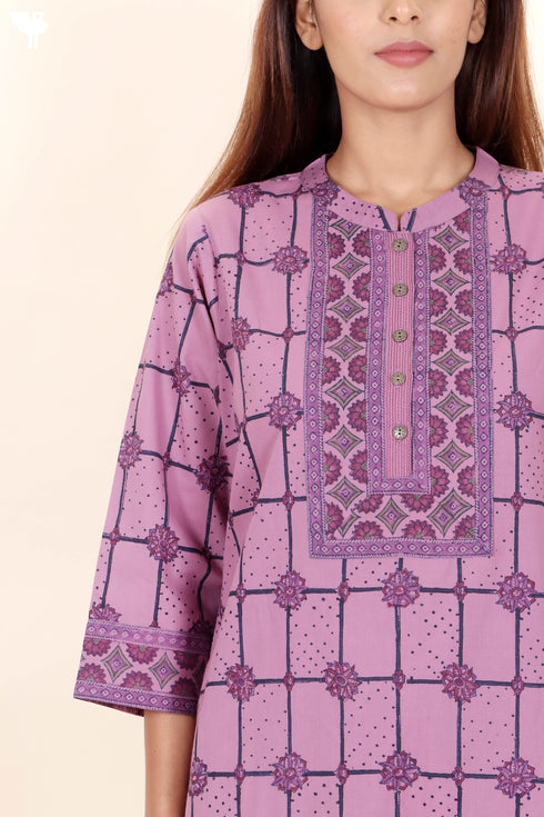 Bizzy Lizzy Kurta And Pant Set With Kota Dupatta In Block Print