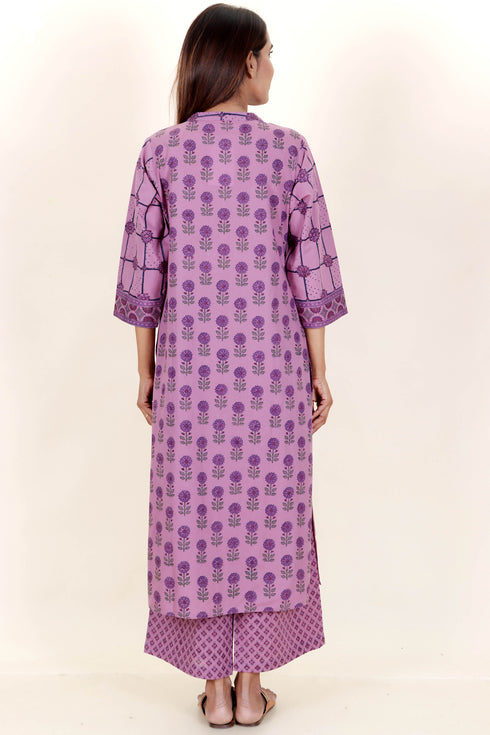 Bizzy Lizzy Kurta And Pant Set With Kota Dupatta In Block Print