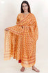 Chanderi Silk Kurta, Pant And Dupatta Set With Block Print
