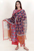 Terry Voile Kurta With Kota Dupatta And Pant In Block Print