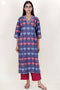 Terry Voile Kurta With Kota Dupatta And Pant In Block Print