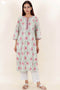 Bizzy Lizzy Cotton Kurta Pant Set With Chiffon Dupatta In Block Print
