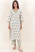 Cotton Kurta And Pant Set In Block Print