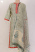 Terry Voile Kurta And Chiffon Dupatta Set In GeometricBlock Print